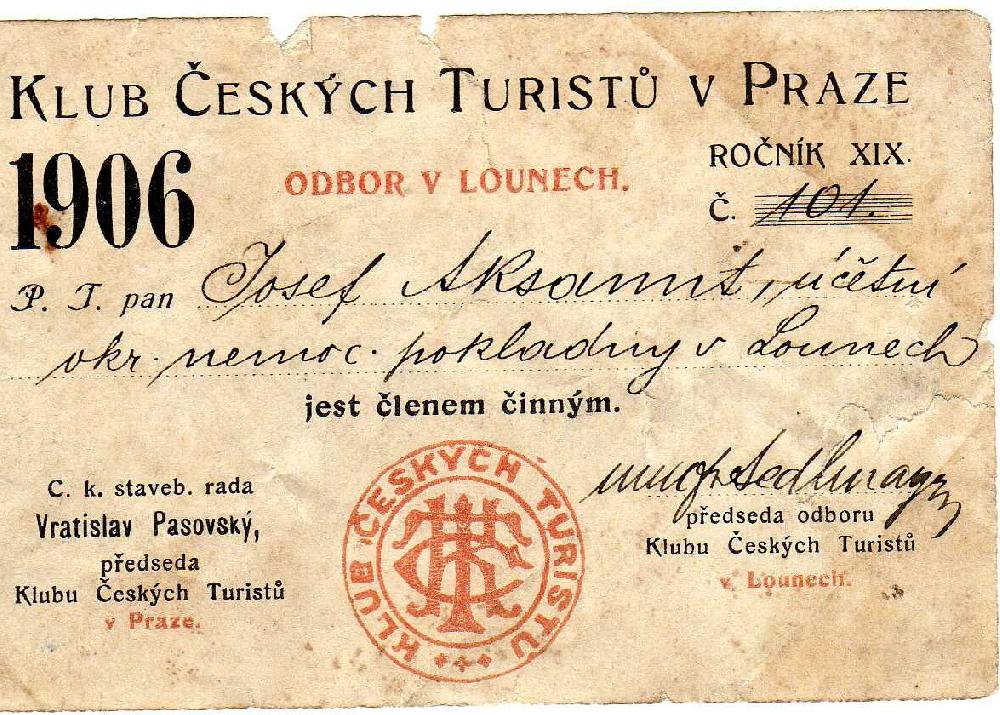 Historick� pr�kaz K�T odboru v Lounech Josefa Aksamita