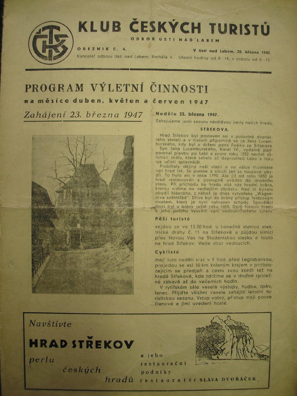Ob�n�k informoval turisty o p�ipravovan�ch akc�ch v roce 1947