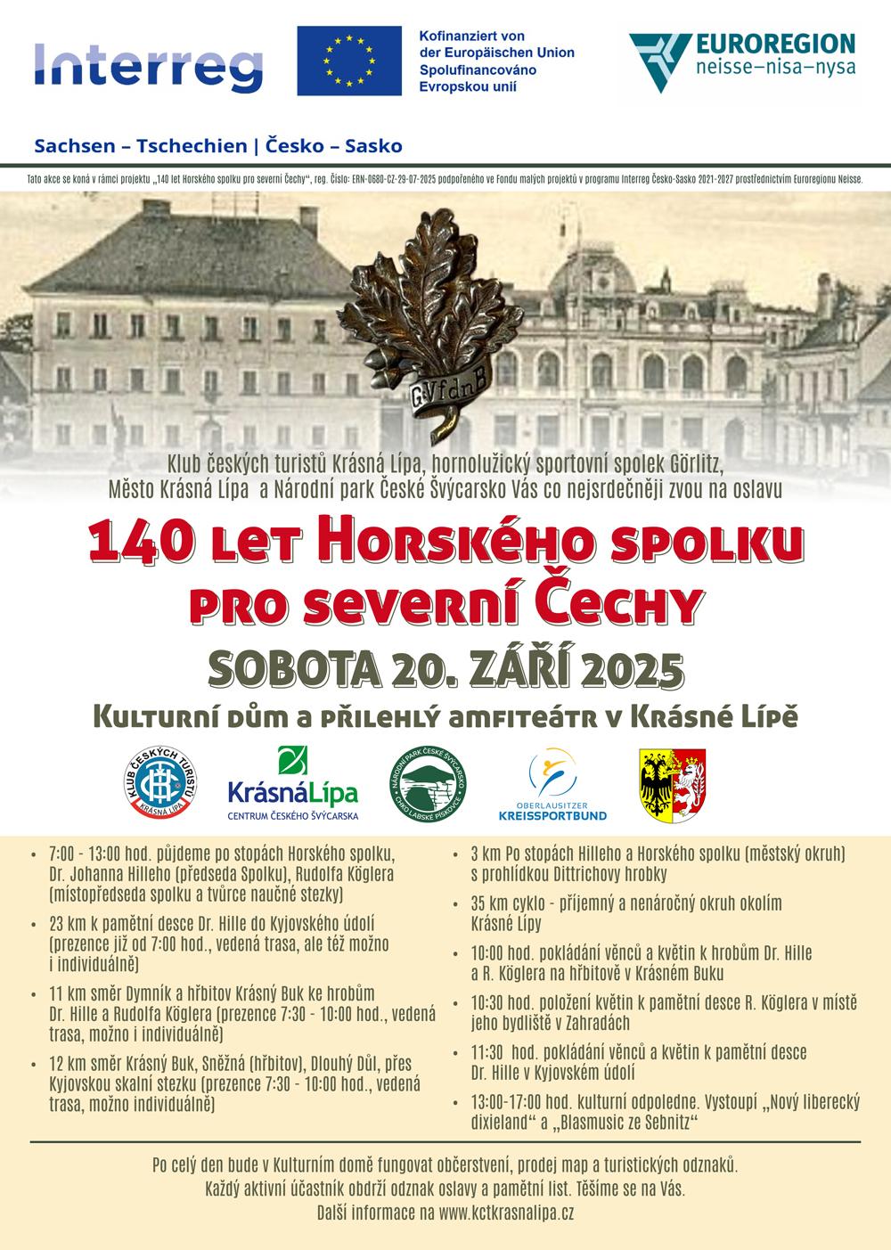 Program oslav 140 let od zalo�en� Horsk�ho spolku pro severn� �echy.