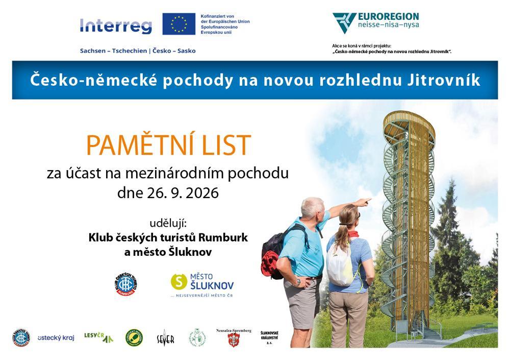 Pamětní list zahajovacího pochodu na Jitrovník. Pamětní list zahajovacího pochodu na Jitrovník.