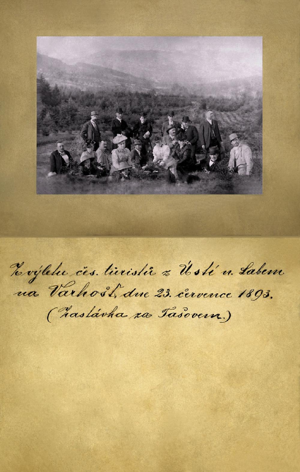Z v�letu �esk�ch t�rist� z �st� nad Labem na Varho��, dne 23. �ervence 1893 (zast�vka za Ta�ovem).  