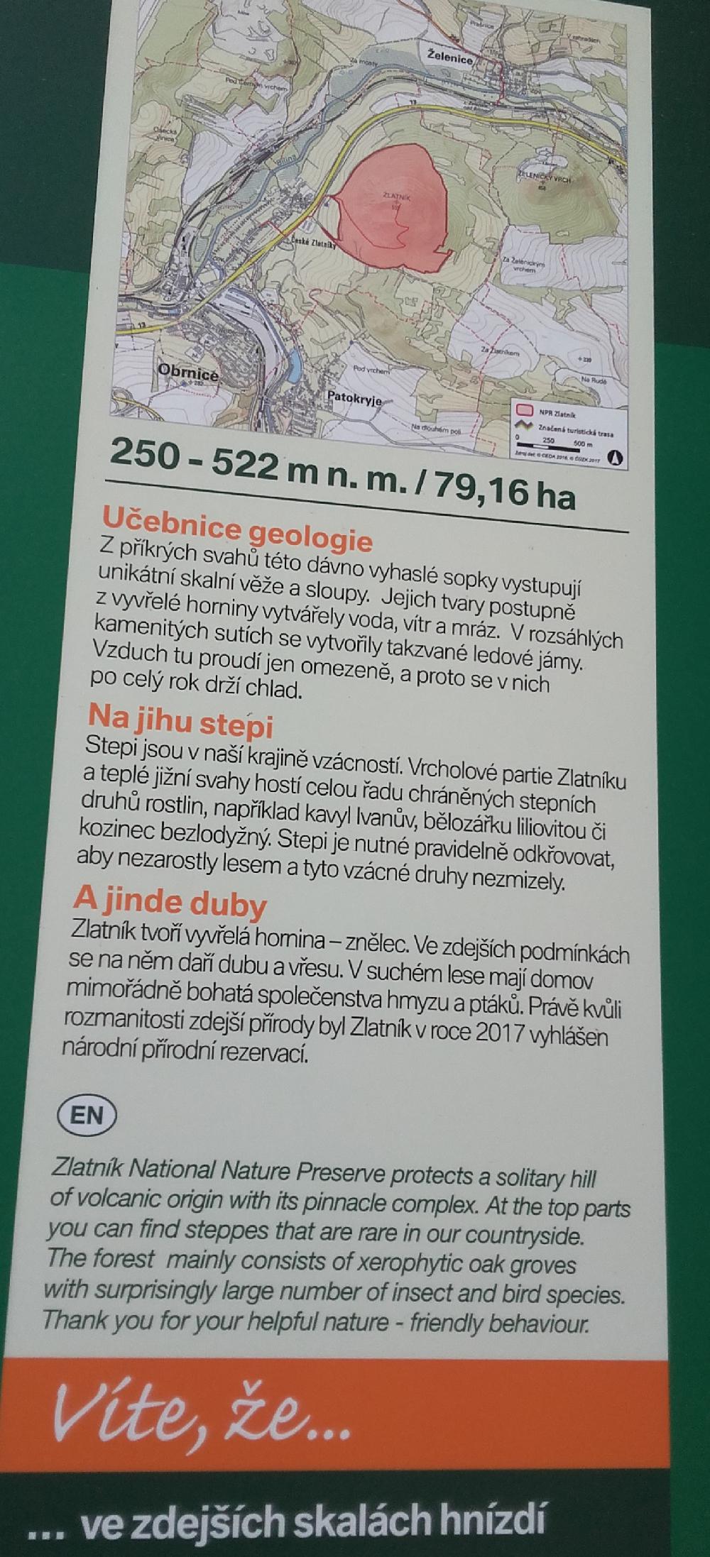 Infotabule na �pat� p��rodn� rezervace Zlatn�k.