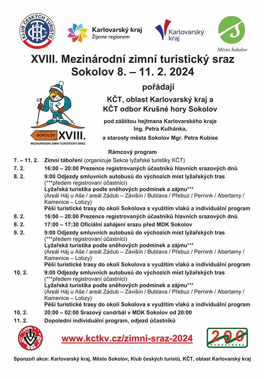 Program 18. mezin�rodn�ho zimn�ho turistick�ho srazu v Kru�n�ch hor�ch.