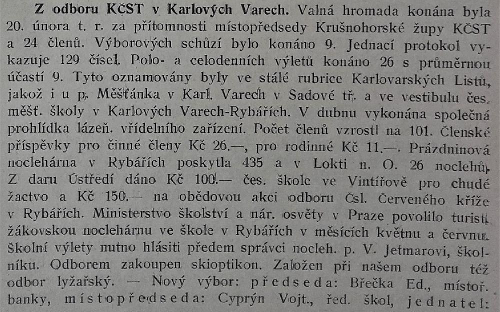 Turistick� obzor 1932 �.3 valn� hromada K�ST Karlovy Vary.