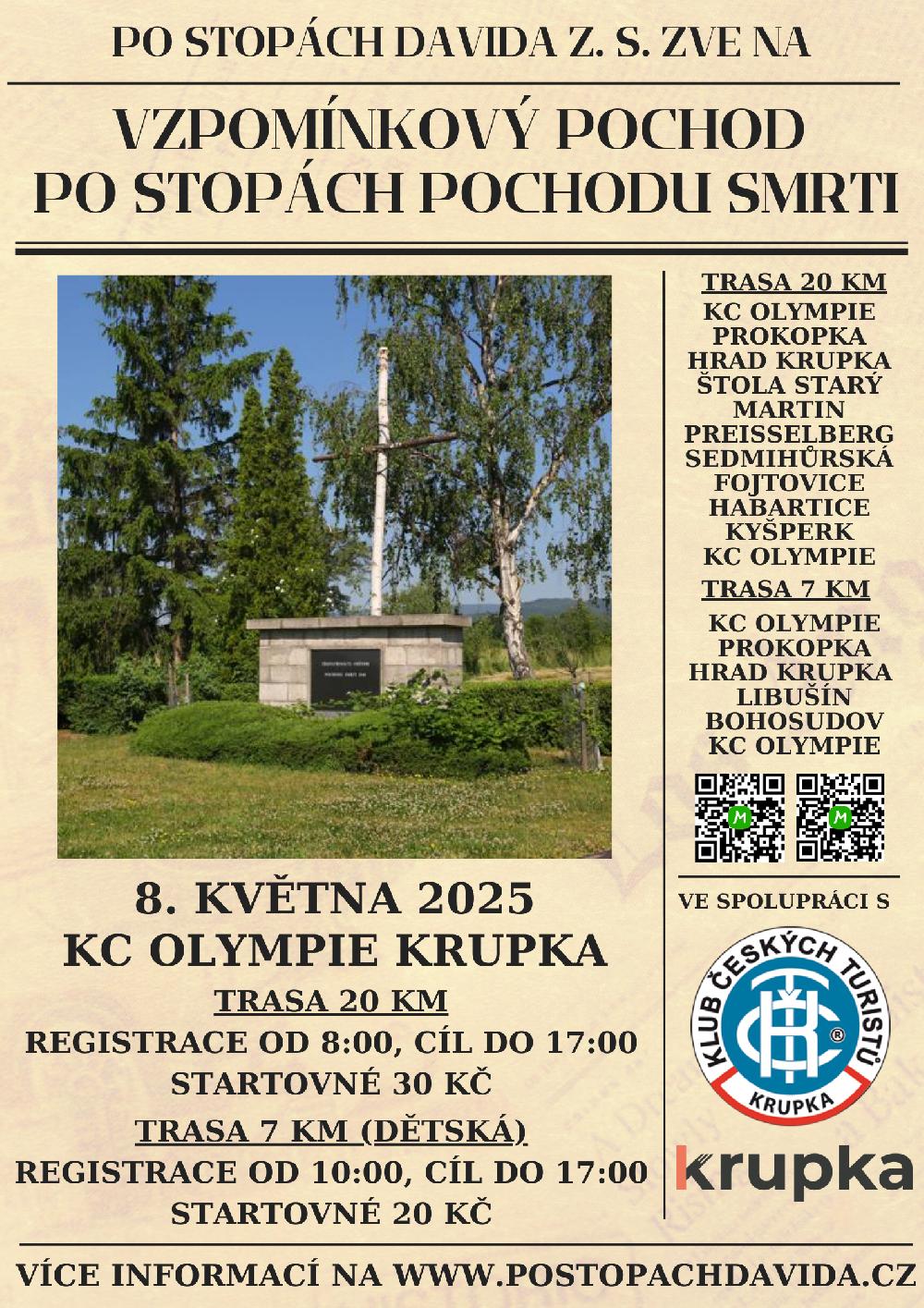 Pozv�nka na vzpom�nkovou akci Po stop�ch pochodu smrti.