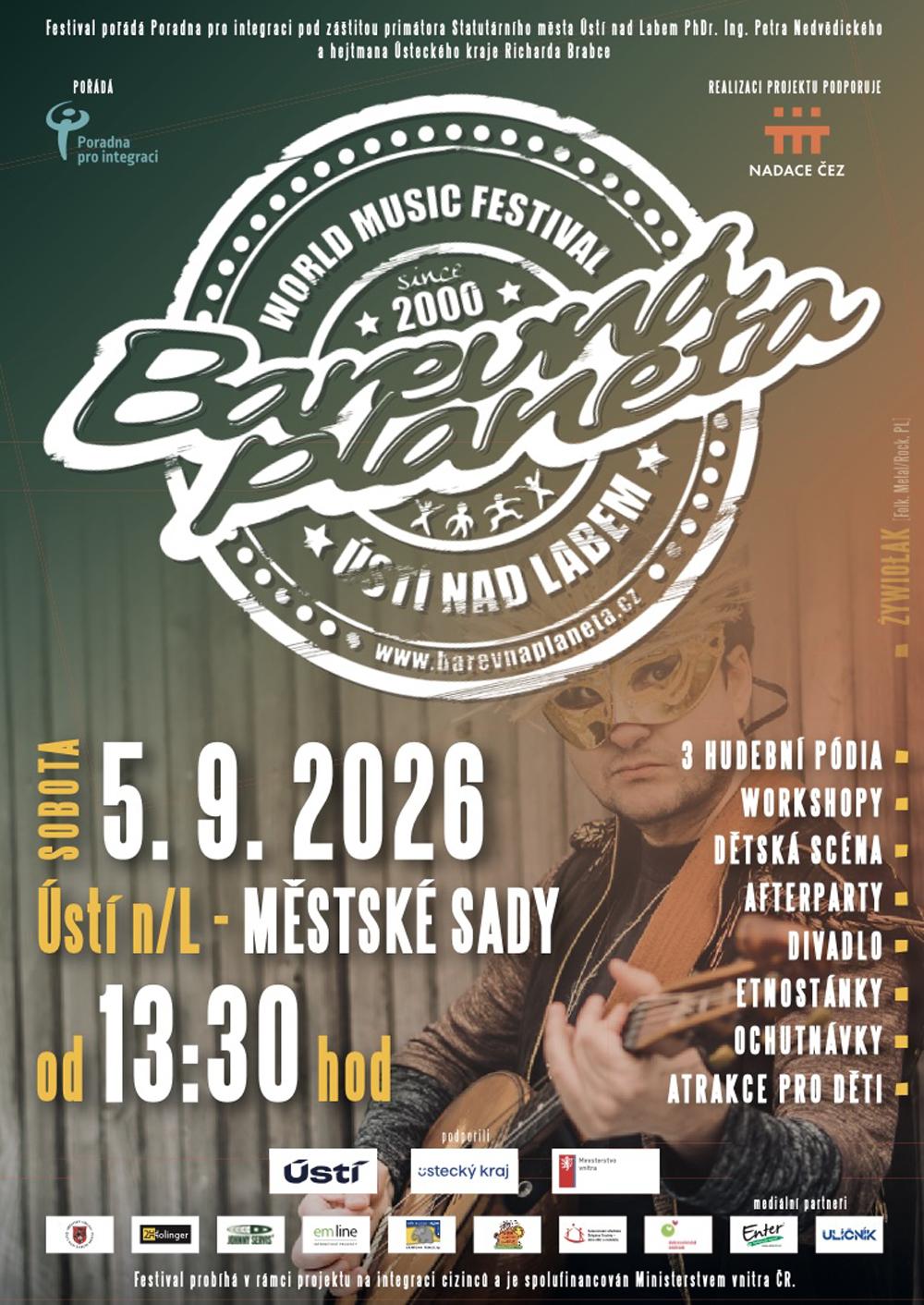 Pozv�nka na hudebn� - gastronomick� festival Barevn� planeta 2026.