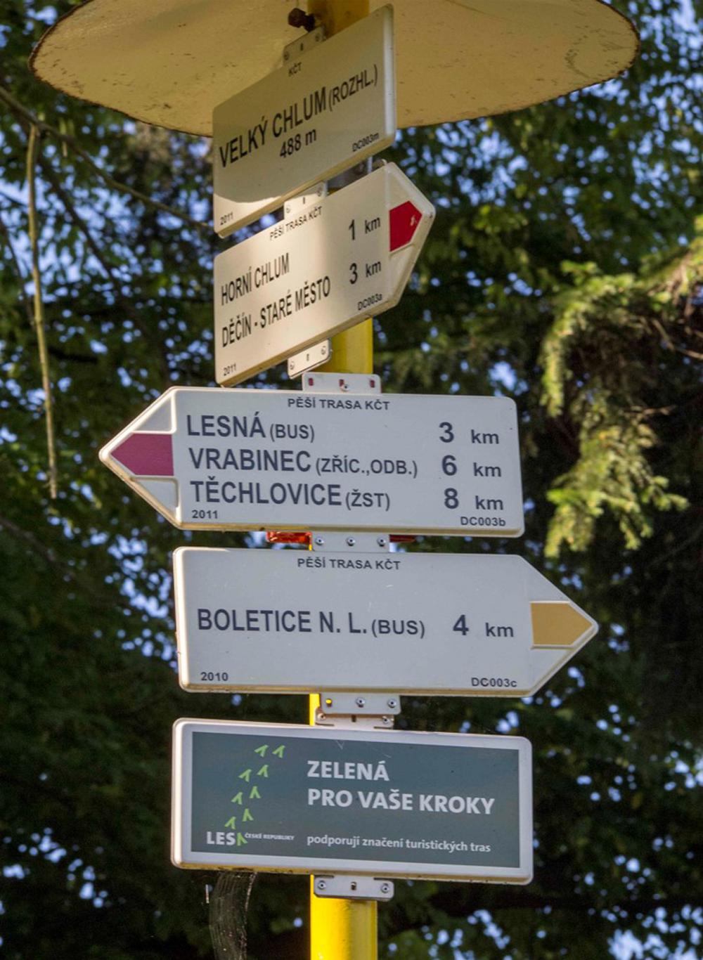 Rozhledna Velk� Chlum u D���na - rozcestn�k