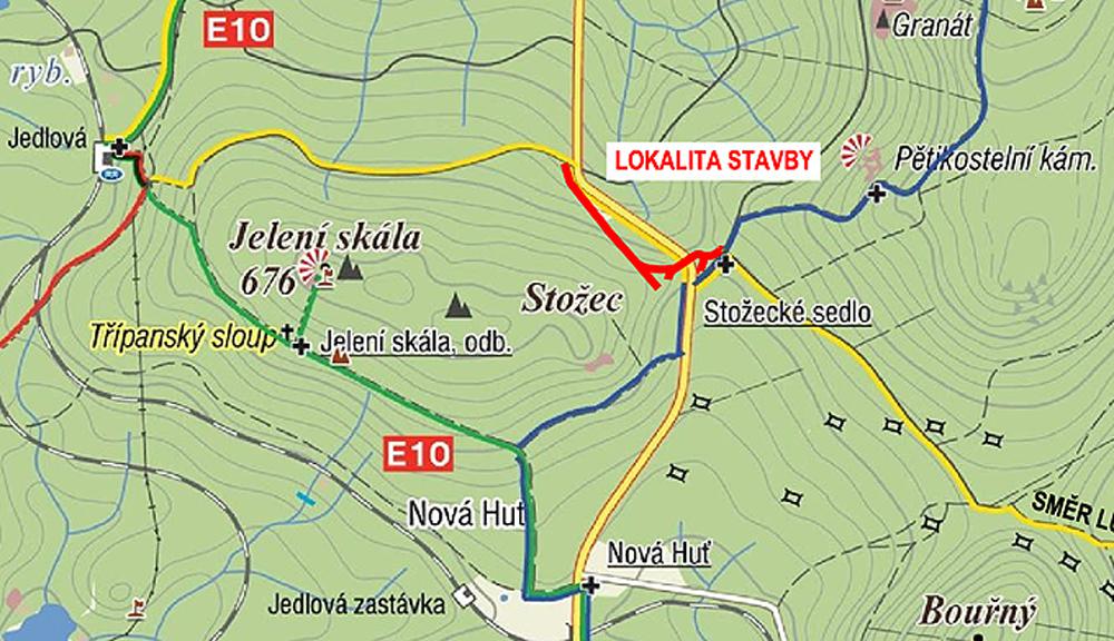 Up�esn�n� lokality stavby nov�ho turistick�ho mostu na Sto�eck�m sedle (��bru).