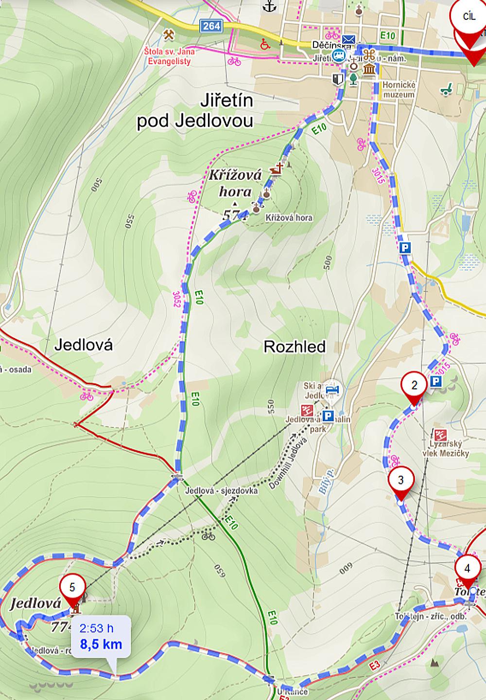 Se Severem na Jedlovou - trasa �. 1 - okru�n�.