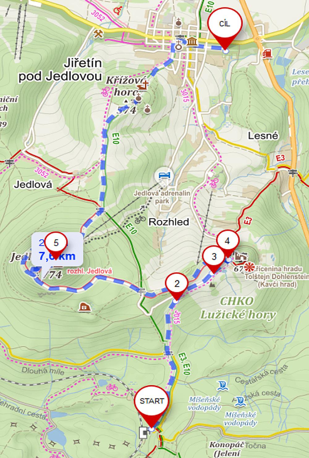 Se Severem na Jedlovou - trasa �. 2 - p�echodov�.