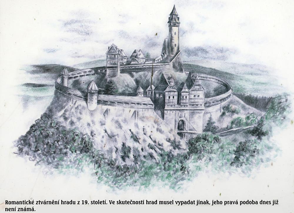 Hrad Kr�sn� Buk podle romantick� p�edstavy.