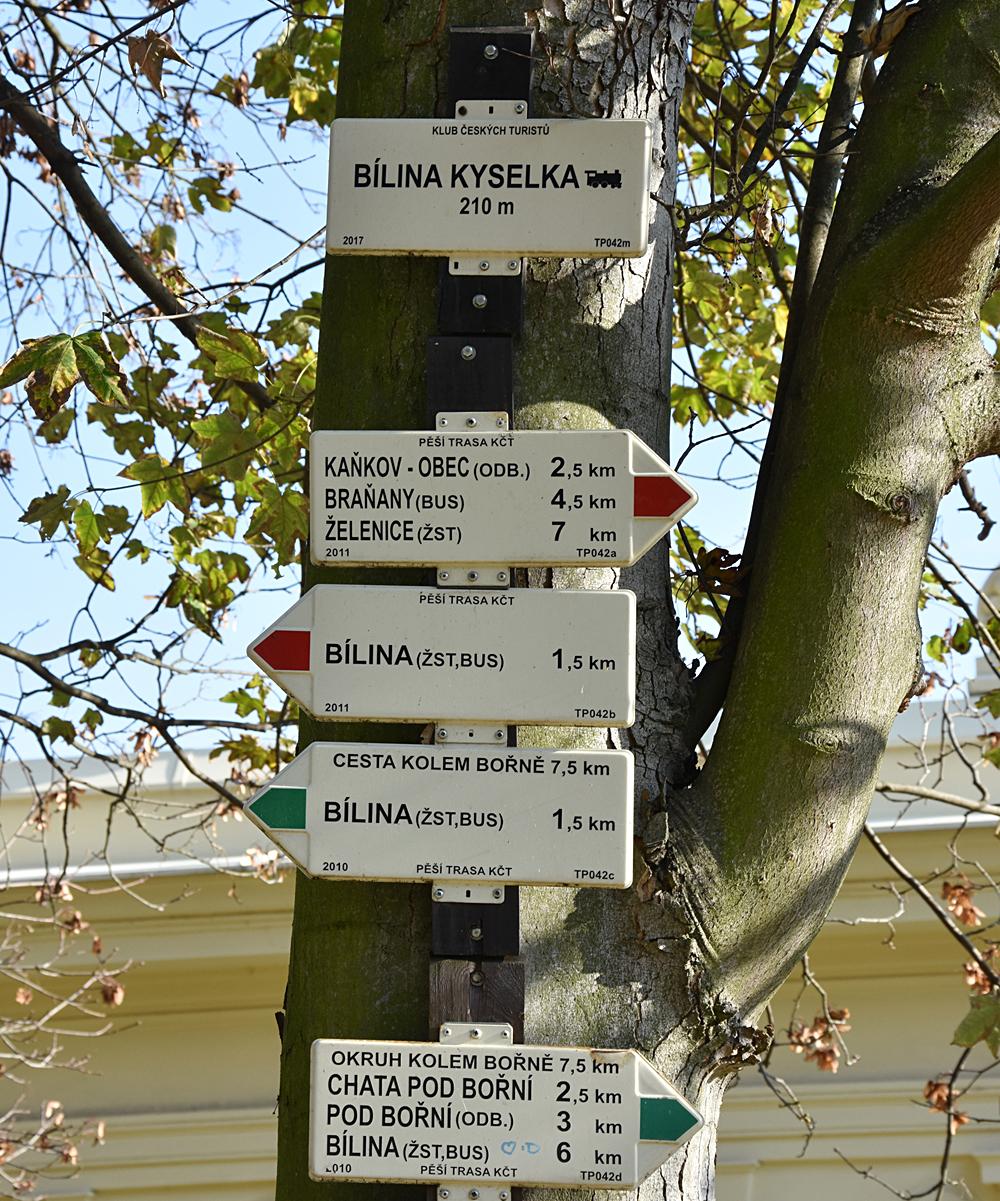 Turistick� rozcestn�k u l�zn� B�lina - Kyselka